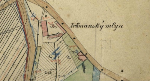  Stabilní katastr - Trkmanský mlýn v roce 1876