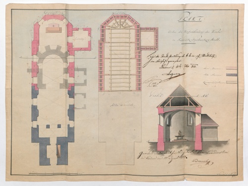 Plánek přestavby kostela v Rakvicích z roku 1823